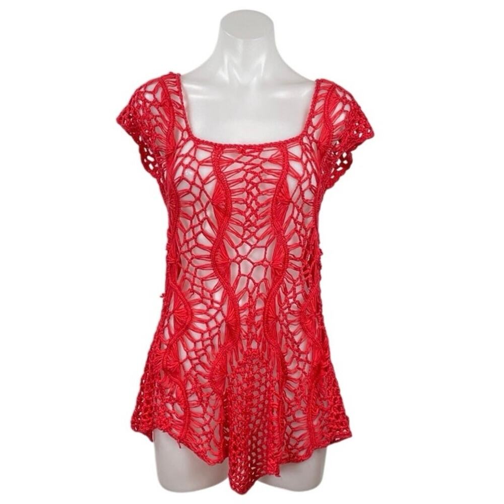 Spiaggia Dolce Lace Crochet Tunic Beach Cover Up Mini Flare A-Line Dress Sz L/XL